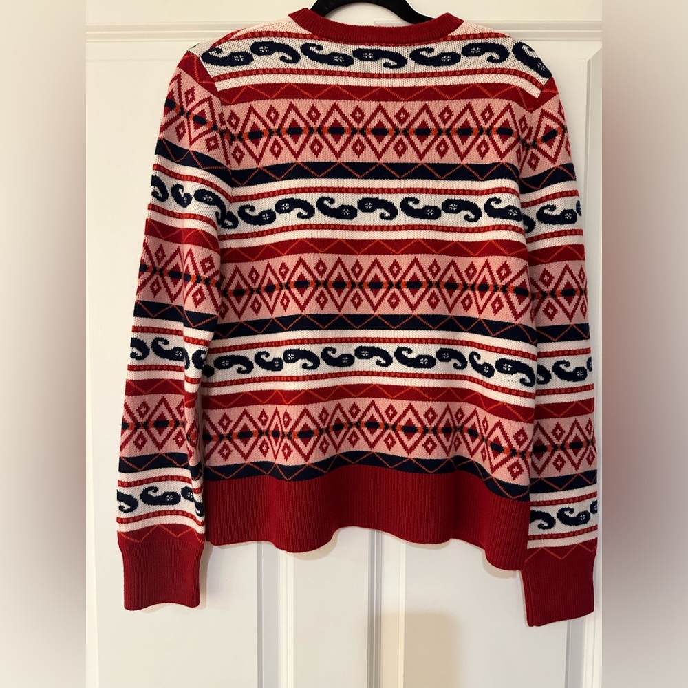 NWT Happy Sheep CrewSize L, Red- White, Navy Blue Wool Cashmere Italian Designer - Picture 5 of 5